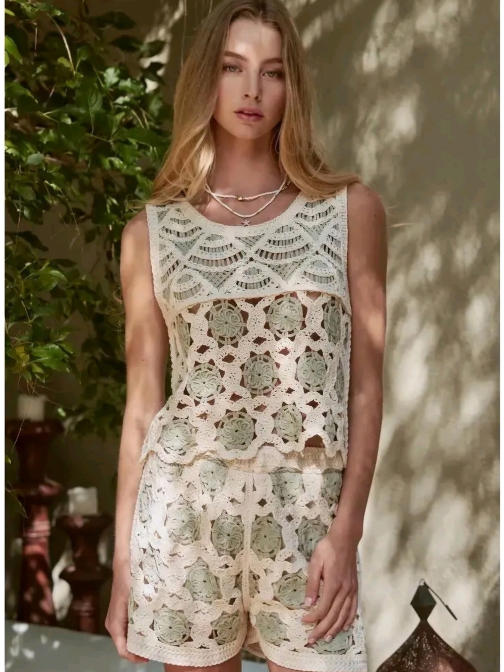 New | Sage Crochet Short Set